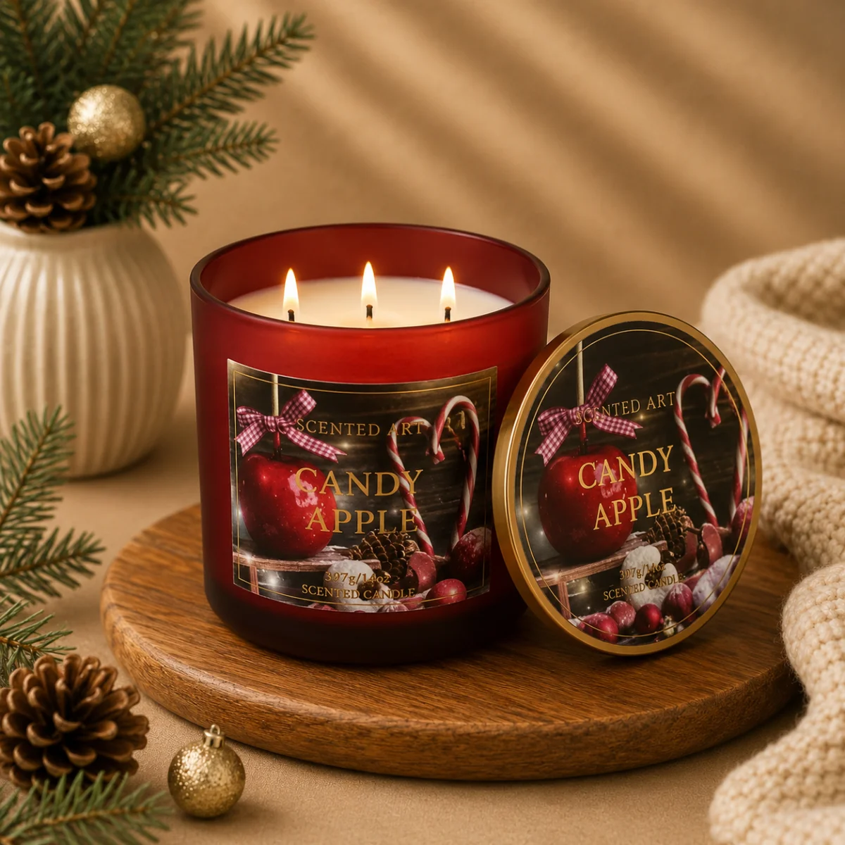-Candy Apple 3 þráða ilmkerti 14oz